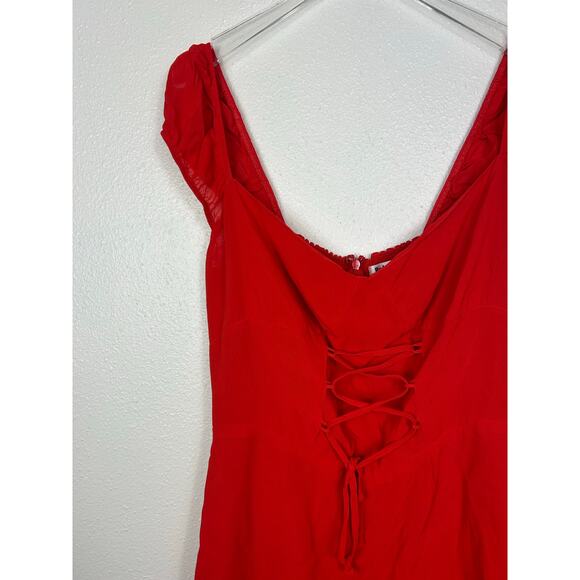 Reformation Jess Mini Dress Tomato Sz 12 Holiday Festive - Picture 3 of 8